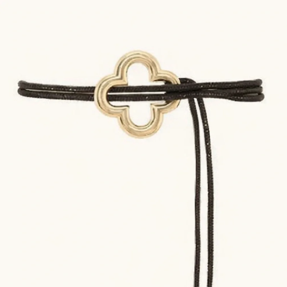 Clover Rhinestone Black Rope Belt